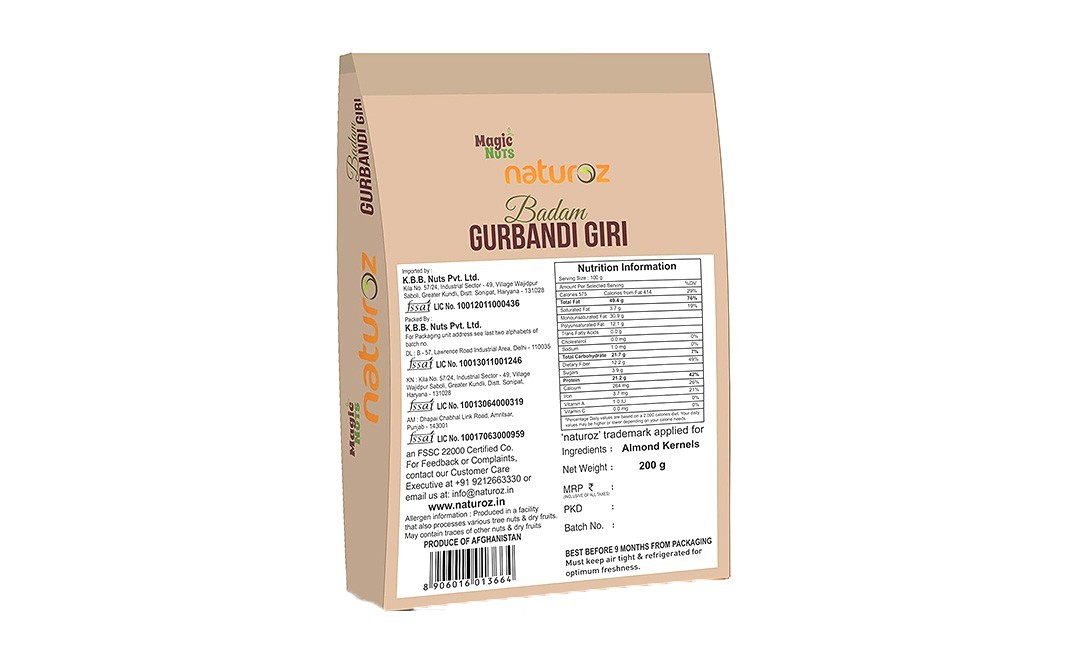 Magic Nuts Naturoz Badam Gurbandi Giri    Box  200 grams